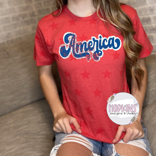 America on Red Star Shirt