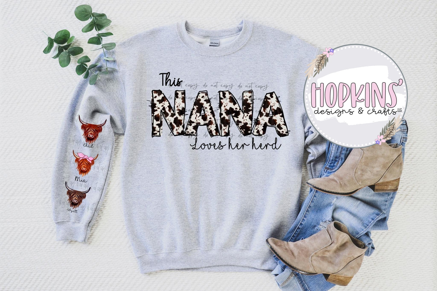 Nana Loves Her Herd Sweatshirt w/Names on Sleeves